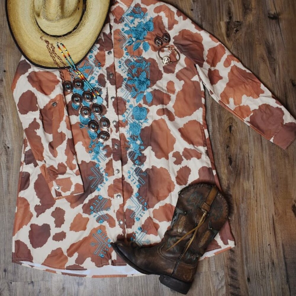 Cowhide Embroidered Dress